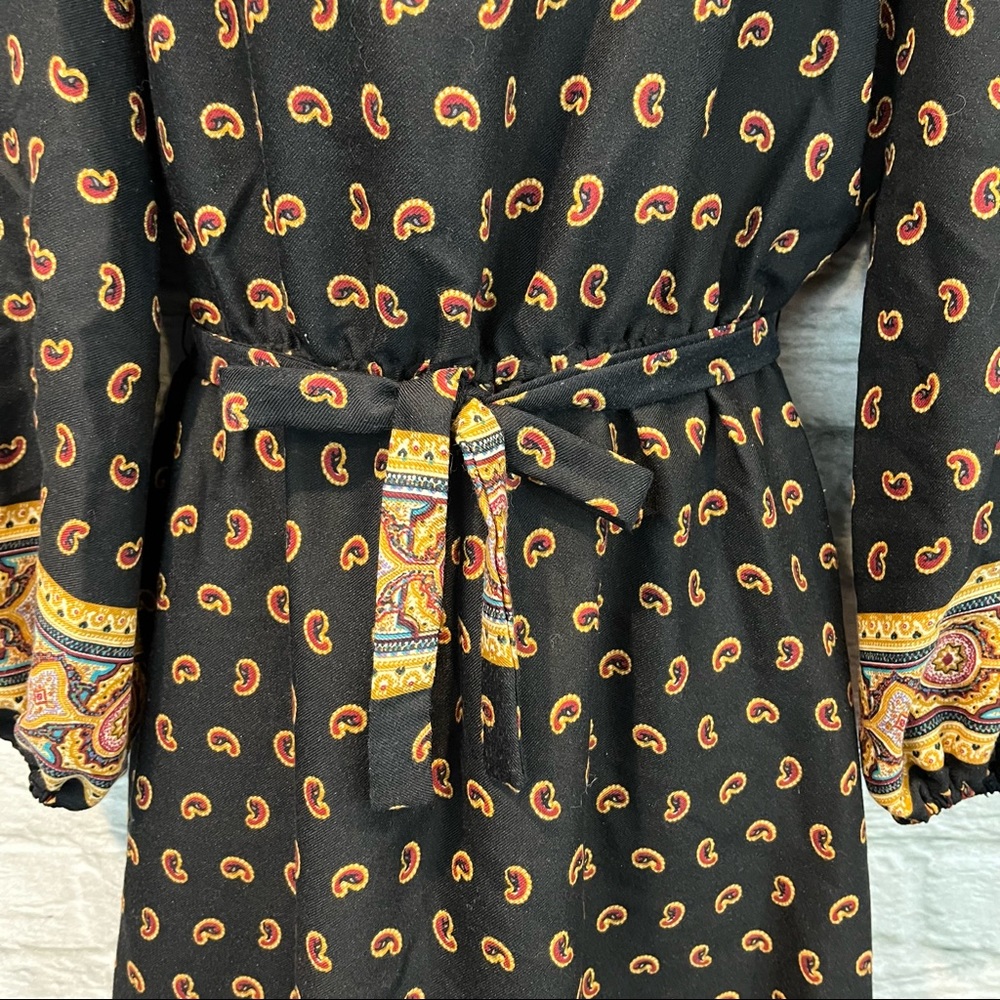 Vintage 70s/80s JJ Dean Paisley Print Belted MIDI Long Sleeve Bohemian Dress - Picture 16 of 16